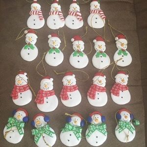 19 Vintage Snowman 2 inch Christmas Ornaments